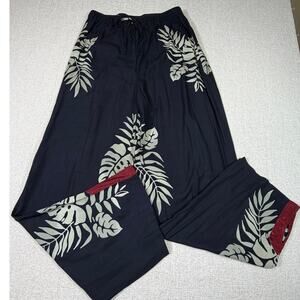 Soft Surroundings Women Tall Med Black Leaf Print Lounge Comfy Vacation Wear